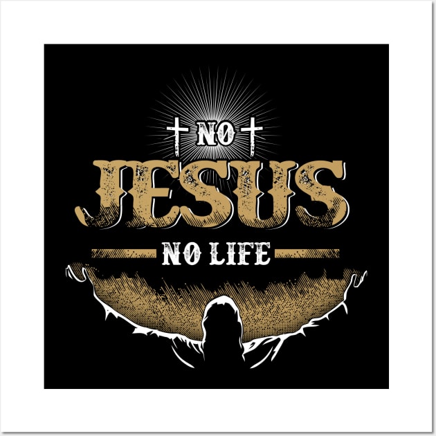 No Jesus No Life Christian Gift Wall Art by Merchweaver